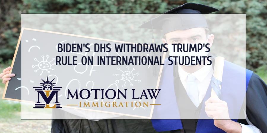 The Biden administration withdraws limitation on international students