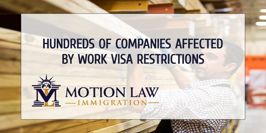 Almost 308 companies affected by work visa restrictions