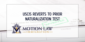 The USCIS reverts to the 2008 version of the naturalization test